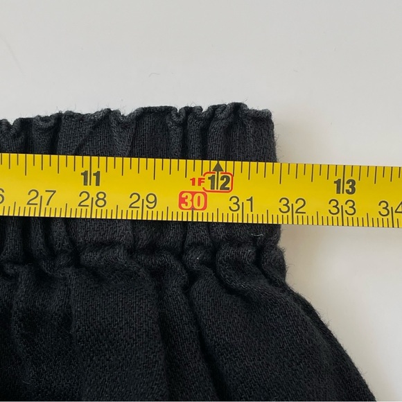 Flax Linen Pants Size S Ruffled Bloomers Capris Black Lagenlook Cottagecore - Picture 11 of 13